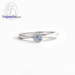 Finejewelthai-แหวนอะความารีน-แหวนพลอย-แหวนเงินแท้-พลอยประจำเดือนเกิด-Aquamarine-Silver-Ring-Birthstone-R1377aq