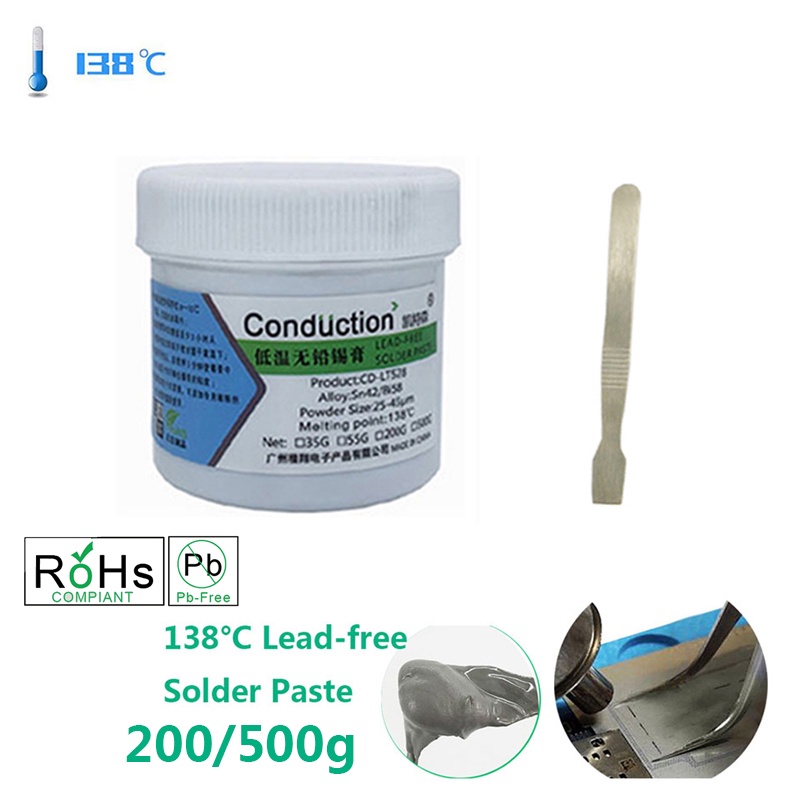 200/500g Leadfree Sn42Bi58 138 Tin Solder Paste Low Temperature Solder