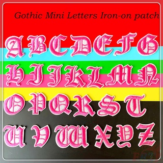 ❣️ แผ่นแพทช์รีดร้อน ลายตัวอักษรภาษาอังกฤษ ขนาดเล็ก สีชมพู สไตล์โกธิค Q-5 ❣️แผ่นแพทช์ ลายตัวอักษร Diy สําหรับติดตกแต่งเสื้อผ้า 1 ชิ้น