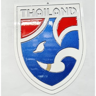 ฟุตบอลไทย โลโก้ ทีมชาติไทย เหล็กตัดเลเซอร์ขนาดพกพา 18*18 cm.ทำสีเหมือนจริง ใช้สี 2k พ่นสีพ่นรถยนต์ภายนอกทนทุกสภาวะอากาศ