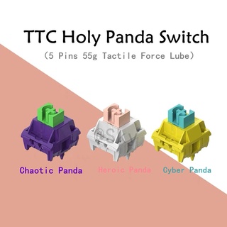 【พร้อมส่ง】TTC Holy Panda สวิตช์คีย์บอร์ด 5 Pins 55 กรัม สีชมพู เหลือง ม่วง