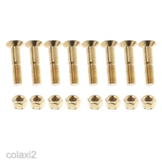 [COLAXI2] 8 Pieces Skateboard 25mm Truck Bolts Screws with Nuts Set Hardware - Golden