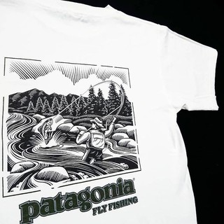 เสื้อยืดลําลองแขนสั้นพิมพ์ลาย American Patagonia Patagonia ทรงหลวมเสื้อยืด