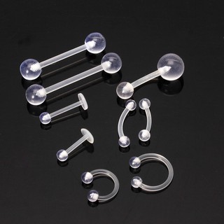 ARIN❥9PCS Clear UV Acrylic Nose Stud Eyebrow Ring Body Piercing Jewelry Set