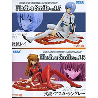 (แท้/กล่องสีขาว/ฐานสีส้มใส/มือ1/มือ2) SEGA Evangelion Flash a Smile Figures 1.5 Rei Ayanami &amp; Asuka Langley​