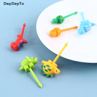 Daydayto ส้อมจิ้มผลไม้ ขนมขบเคี้ยว รูปการ์ตูนสัตว์ ไดโนเสาร์ ขนาดเล็ก สําหรับเด็ก 6 ชิ้น ต่อชุด
