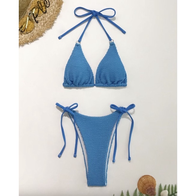 ชุดว่ายน้ำ-bikini-ทูพีช-ผูกเอว-d1025