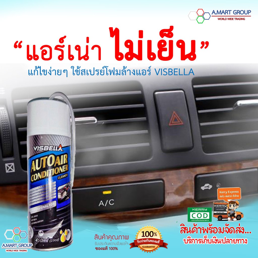 VISBELLA AUTO AIR CONDITIONER CLEANER 450 ml.สเปรย์โฟมล้างแอร์รถยนต์