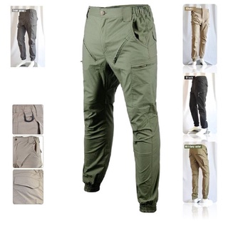 สินค้า กางเกงยุทธวิธี ผ้ายืด ทรงจ๊อกเกอร์ เอวยืด ขาจั้ม สไตล์เรียบ สวมใส่สบาย กางเกงคาร์โก้ Tactical