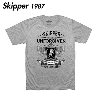 Skipper1987 เสื้อยืดสีเทา ลาย The Real King