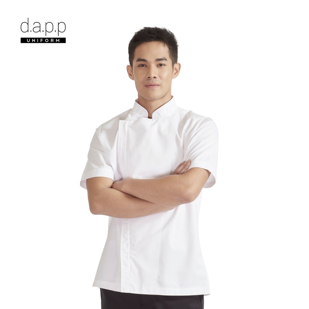 dapp-uniform-เสื้อเชฟ-sale-แขนสั้น-แบบซิป-jeff-white-zipper-shortsleeves-chef-jacket-สีขาว-ตัวซิปคละสี-tjkw1905