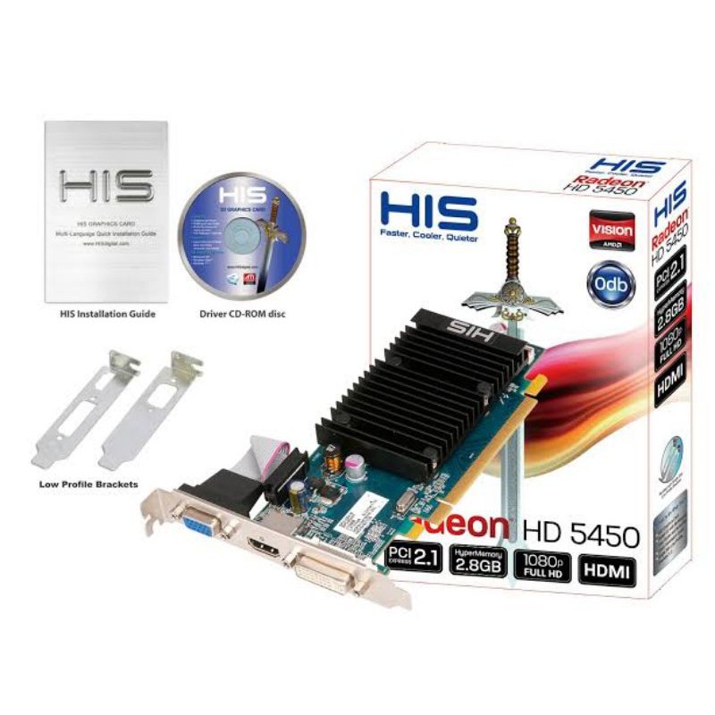 การ์ดจอ PCIe AMD 5450/1GB HIS (HM/2.8GB,D3,HDMI) มือสอง สภาพดี.