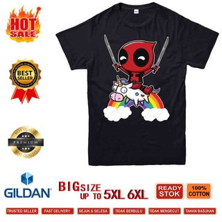 Chonghaijia Xs-6Xl เสื้อยืดสีรุ้งพิมพ์ลาย Deadpool สีดํา