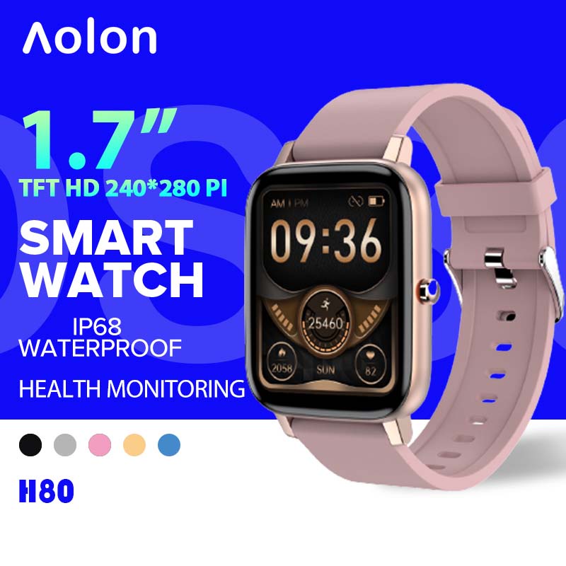 ภาพหน้าปกสินค้าAolon H80 นาฬิกาข้อมือ Smart Watch หน้าจอ 1.7 นิ้ว IP68กันน้ํา วัดอัตราการเต้นหัวใจ สําหรับ Ios และ Android