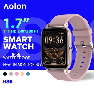 ภาพขนาดย่อสินค้าAolon H80 นาฬิกาข้อมือ Smart Watch หน้าจอ 1.7 นิ้ว IP68กันน้ํา วัดอัตราการเต้นหัวใจ สําหรับ Ios และ Android