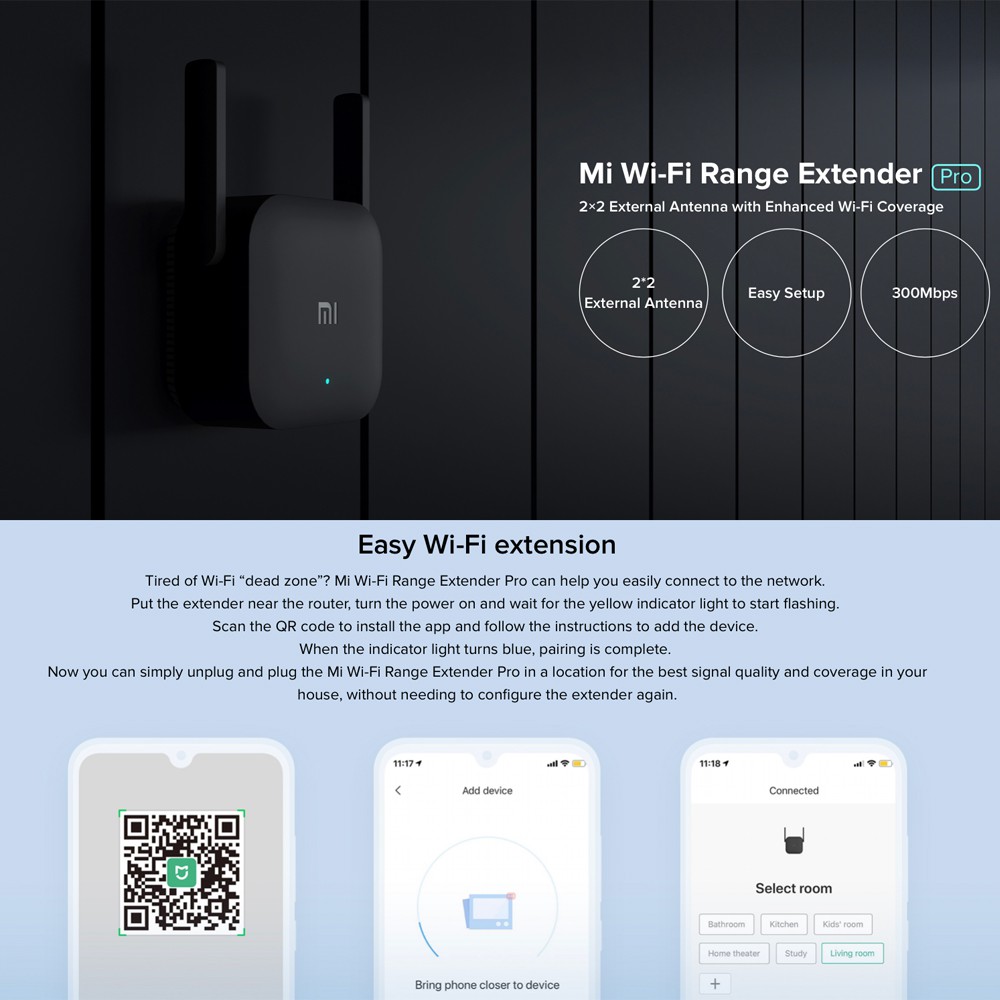 ภาพสินค้าXiaomi Mi Wi-Fi Range Extender Pro (Global Version) อุปกรณ์ขยายสัญญาณ WiFi 2.4Ghz ประกันศูนย์ไทย 1 ปี จากร้าน plus_commerce บน Shopee ภาพที่ 1