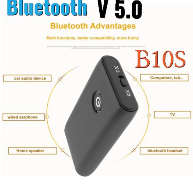 ภาพหน้าปกสินค้าB10s 2 IN 1 Bluetooth 5.0 บูลทธตัวส่ง/รับบูลทูธสำหรับเครื่องเสียงบ้าน/รถยนต์ ทีวี เครื่องเล่นเพลง คอมพิวเตอร์ มือถือ