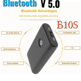 สินค้า B10s 2 IN 1 Bluetooth 5.0 บูลทธตัวส่ง/รับบูลทูธสำหรับเครื่องเสียงบ้าน/รถยนต์ ทีวี เครื่องเล่นเพลง คอมพิวเตอร์ มือถือ
