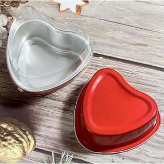 Bakery DVER  ถ้วยฟอยล์อบขนมรูปหัวใจแดง ❤️ หนาคุณภาพดี ขนาด 100ml แพคละ 10 ใบ พร้อมฝา