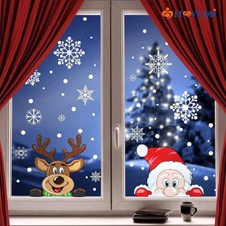สติกเกอร์พีวีซี ลายการ์ตูนซานตาคลอส เกล็ดหิมะ กวางเรนเดียร์ คริสต์มาส สําหรับตกแต่งบ้าน