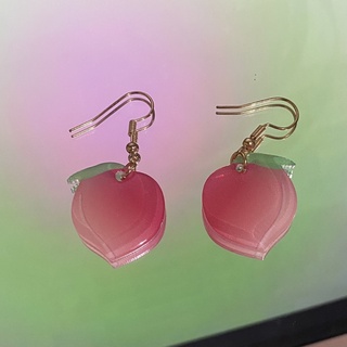 peaches_earrings🍑ต่างหูลูกพีชสีชมพู