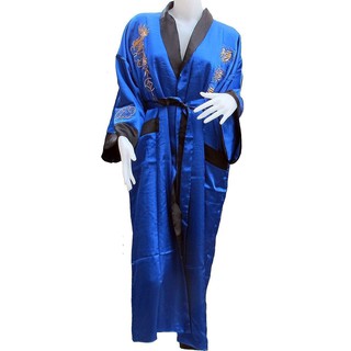 เสื้อคลุมอาบน้ำลายมังกร ใส่ได้ทั้ง 2 ด้าน Dragon Bath robe สีน้ำเงิน/ดำ