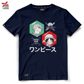✔☞▷Dextreme เสื้อยืดวันพีซ T-shirt DOP-1550  One Piece ลาย SD โซโช Zoro,ลูฟี่ Luffy มี สีดำ และ สีกรม