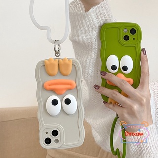 เคสโทรศัพท์มือถือ แบบนิ่ม ลายเป็ด มีสายคล้อง สําหรับ Samsung Galaxy S23 S22 S21 Plus Ultra S21 FE S23+ S22+ S21+