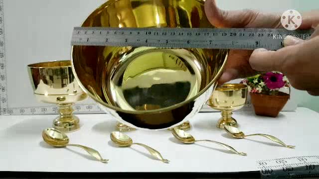brass-byfa-ขันพานรองทองเหลือง-ขนาด-8-นิ้ว-ทองเหลืองแท้เนื้อดี-งานหล่อ-หนาหนัก-พร้อมทัพพี-งานหล่อ-ขนาด-28-cm
