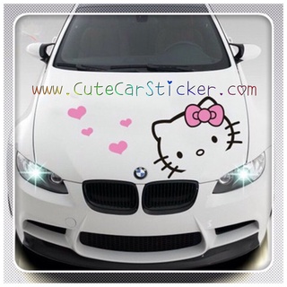 สติ๊กเกอร์ ติดรถ Kitty คิตตี้ 32cm + หัวใจ 5ดวง (สีดำ) - car decal sticker