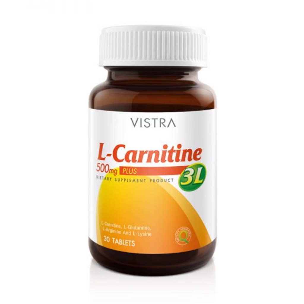 vistra-l-carnitine-500mg-plus-3l-30-เม็ด-วิสทร้า-แอล-คาร์นิทีน-500-มก-พลัส-3-แอล-วิตามิน-อาหารเสริม