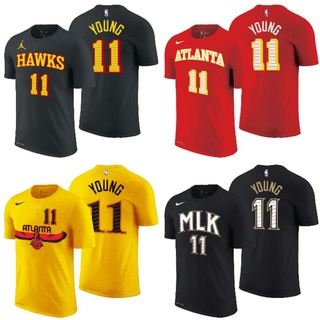 เสื้อยืดพิมพ์ลายแฟชั่นเสื้อกีฬาบาสเก็ตบอล Nike Gametime NBA Atlanta Hawks 11 Young