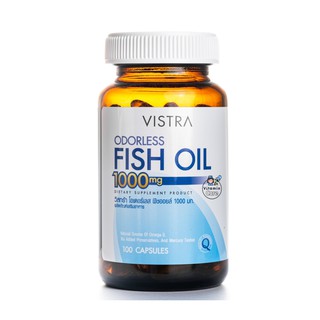 สินค้า Exp.2026 น้ำมันปลาไร้กลิ่นคาว (100แคปซูล) Vistra Odorless Fish Oil 1000mg วิสทร้า โอเดอร์เลส ฟิชออย