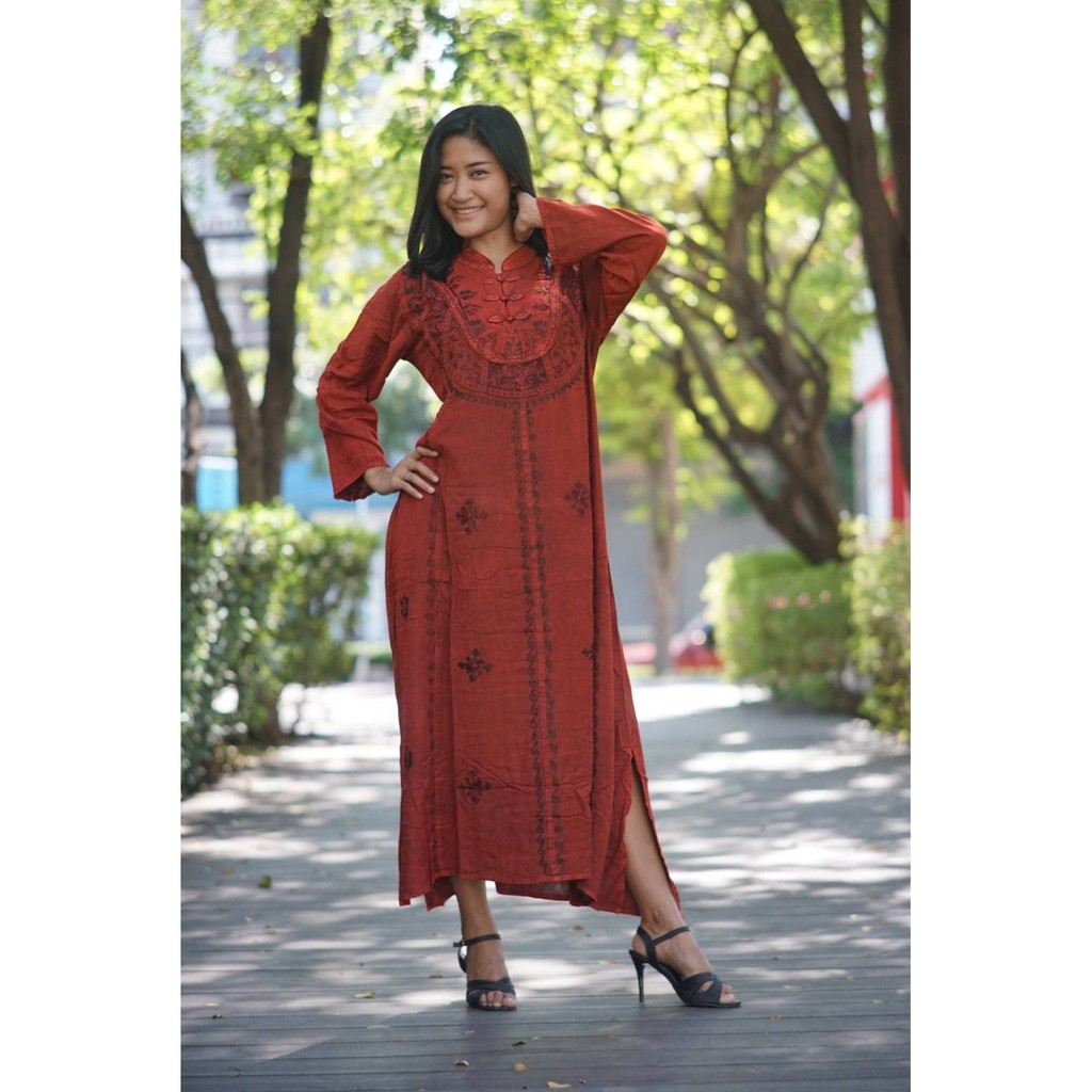 St. Yves Long Sleeve Maxi Dress Abstrak Kancawayu main image 0