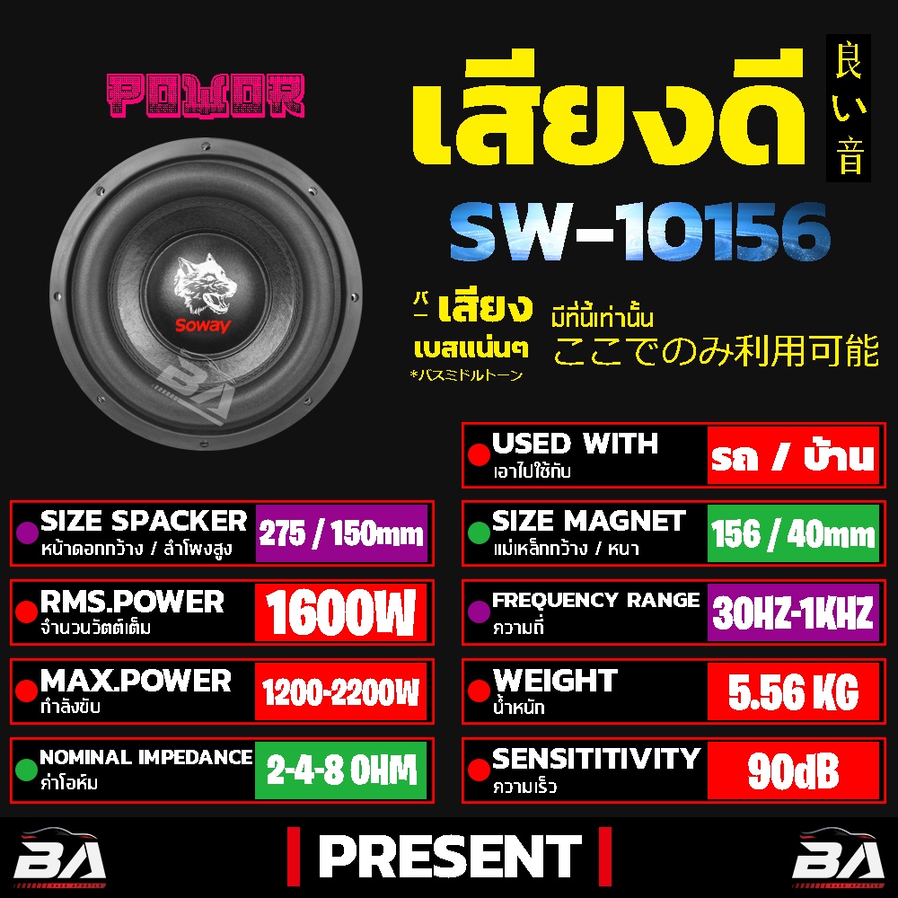 ba-sound-ลำโพงซับวูฟเฟอร์ขนาด-10-นิ้ว-1600วัตต์-วอยซ์คู่-โครงหล่อ-2-8ohm-soway-sw-10156p-ลำโพงซับ-10-นิ้ว-ดอกลำโพง10นิ้ว