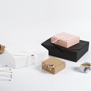 กล่องของขวัญ แบบพับได้ 5 สี พร้อมริบบิ้น สําหรับงานแต่งงาน วันเกิด ของที่ระลึก วันหยุด ตกแต่งเค้ก กล่องเบเกอรี่