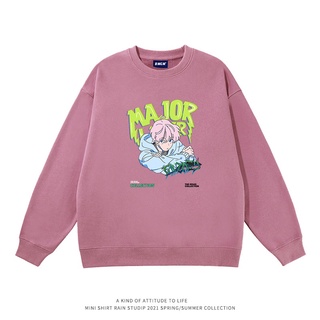 เสื้อกันหนาว ผ้าฝ้าย พิมพ์ลายการ์ตูน ทรงหลวม ขนาดใหญ่ สไตล์เกาหลี สําหรับผู้ชาย และผู้หญิง