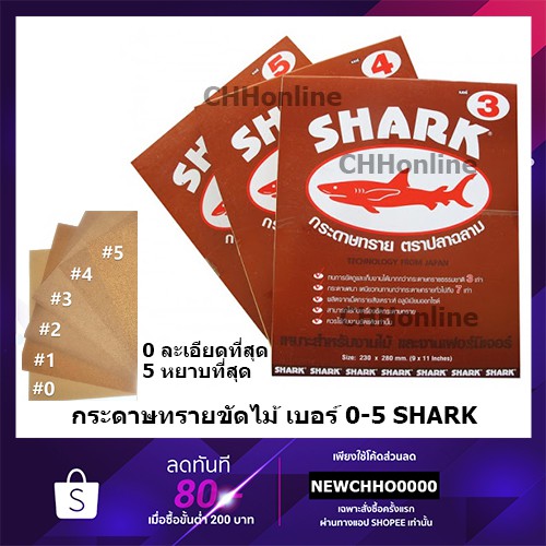 shark-กระดาษทรายขัดไม้-กระดาษทรายขัดแห้ง-กระดาษทราย-ตราปลาฉลาม-toa-เบอร์0-5