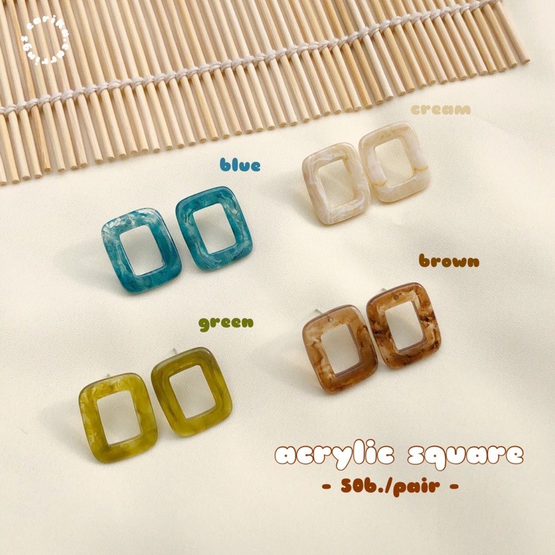 ภาพหน้าปกสินค้าearika.earrings - square acrylic ต่างหูอะคริลิคทรงสี่เหลี่ยม (ก้านอัลลอยด์)