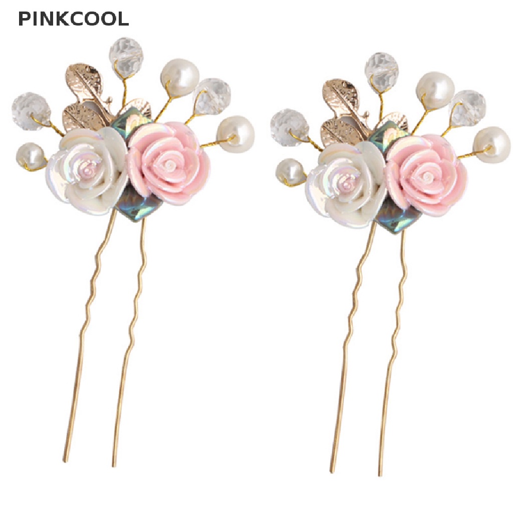pinkcool-ปิ่นปักผม-ดอกกุหลาบ-คริสตัล-ไข่มุก-เครื่องประดับศีรษะ-สําหรับงานแต่งงาน