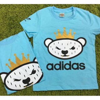 เสื้อยืด Bear สีฟ้า สีขาว ใส่ได้ทั้งครอบครัว มี 2 สี 2 size size เด็ก size ผู้ใหญ่