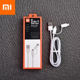 สายชาร์จ Xiaomi 2 in 1 แท้ Cable Type C Micro usb Quick Charge Sync Data Line 100cm For Mi 9 6 8 lite CC9 Redmi note 8