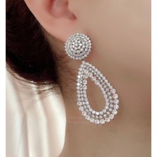 Diamond Earring ต่างหูเพชร ต่างหูออกงาน  ตกแต่งด้วยเพชร CZ แท้ งานสวยน่ารักดีไซส์เก๋มากๆค่ะ เพชรวิ้งที่สุด มีคลาสมากๆค่ะ