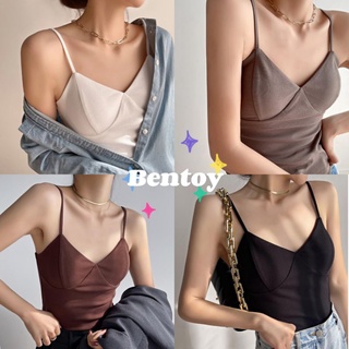 Bentoy(bratop1829)เสื้อสายเดี่ยวมีฟองน้ำหน้าวีเซ็กซี่สีพื้นแมค์ง่ายมากเข้าได้ทุกลุค