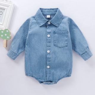 Newborn Baby Girl Boy Full Sleeve Denim Romper