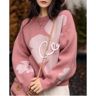 Lydia sweater เสื้อหนาวไหมพรมสีชมพู สไตล์เกาหลี TS1375