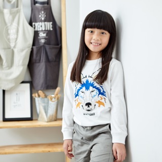 Kid Sweater เสื้อแขนยาวเด็ก งานปัก ลายหมาป่า ผ้านิ่ม COTTON 100%