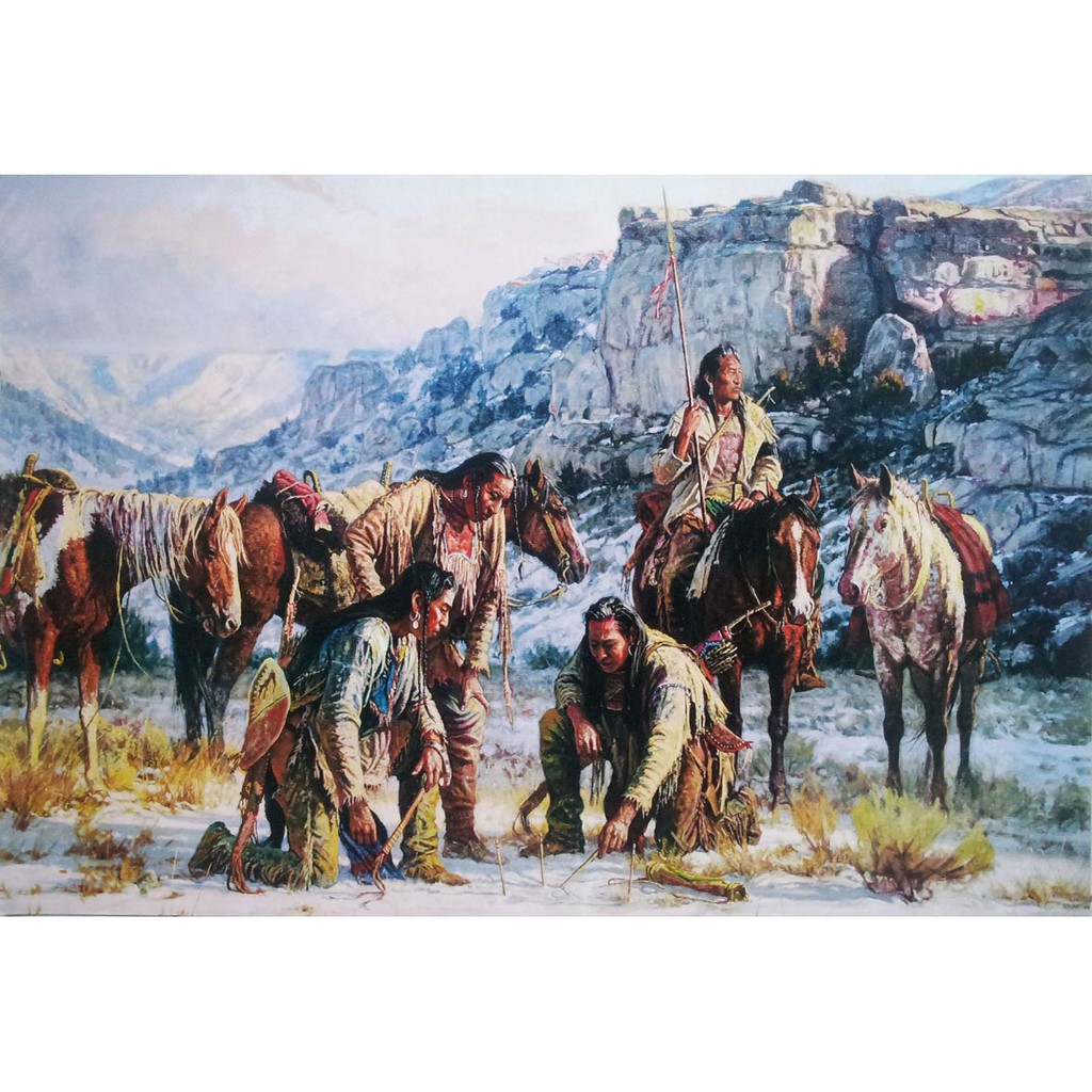 โปสเตอร์-ภาพวาด-อเมริกัน-อินเดียแดง-native-american-indian-poster-24-x35-inch-painting-western-v15