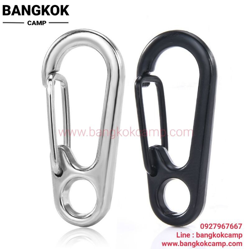 ราคาและรีวิวCarabiner พวงกุญแจ ขนาด 32x15 mm สีเงิน สีดำ