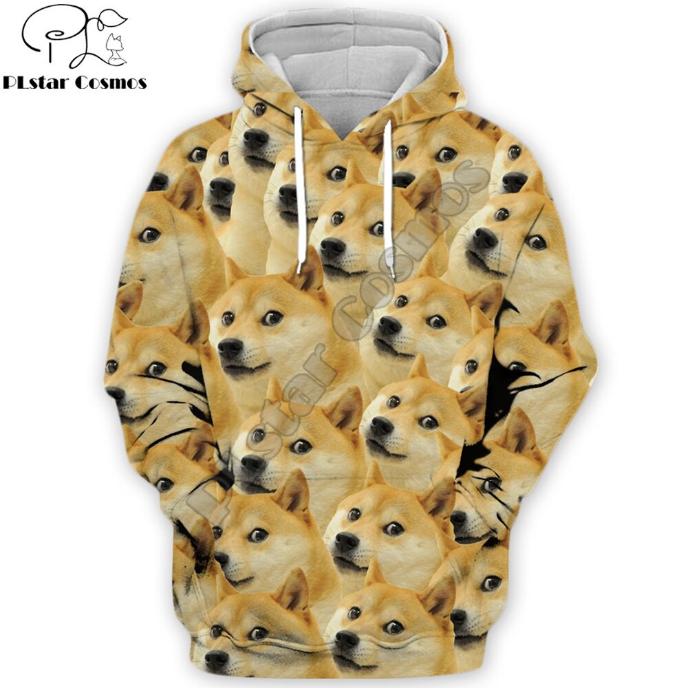 2020 ใหม่ 3D Hoodies สัตว์ตลก Doge หัวเสื้อสวมหัวชิบะอินุพิมพ์ ...